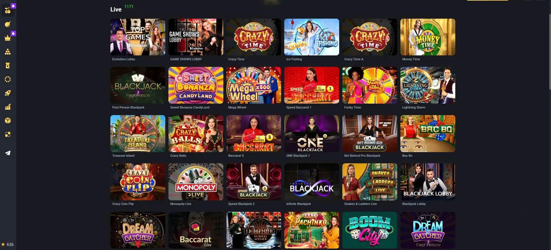 Игровой интерфейс Apex Spins казино на большом экране